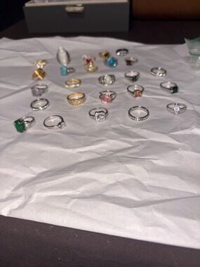 Women's Gemstone and Metal Costume Rings - Mixed Colors Sizes 8 to 8 1/2